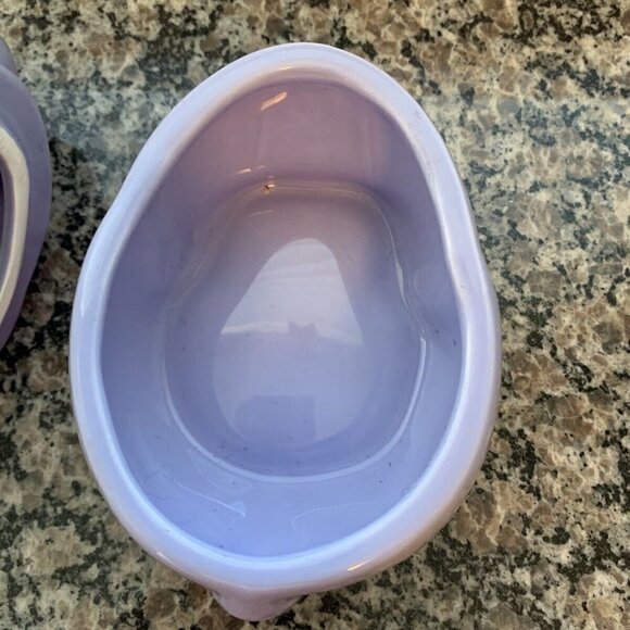 Harry & David Ceramic Bunny Rabbit Bowl With Lid Purple Egg Shape Candy Dish - Picture 5 of 8